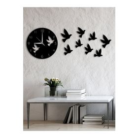 10K Dekor DMSTDA00050 Kuş Tasarımlı Modern Dekoratif Ahşap Duvar Saati