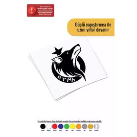 10x12 cm Bozkurt Ay Göktürkçe Araba Laptop Duvar Folyo Sticker