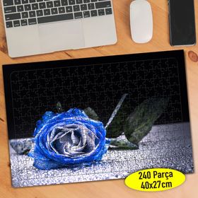 110854660 Islak Zeminde Mavi Zarif Gül 240 Parça Puzzle Yapboz