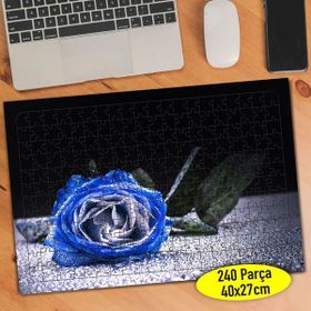 110854660 Islak Zeminde Mavi Zarif Gül 240 Parça Puzzle Yapboz