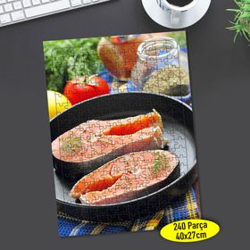 111554241 Turuncu Somon Balığı Eti 240 Parça Puzzle Yapboz