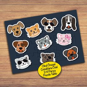 111PZ Kediler ve Köpekler Çocuklara Özel Puzzle Yapboz Tablo