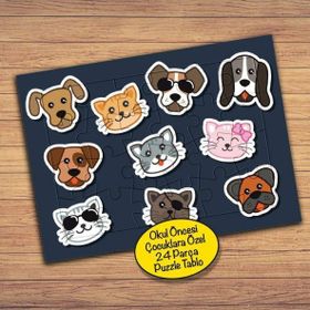 111PZ Kediler ve Köpekler Çocuklara Özel Puzzle Yapboz Tablo