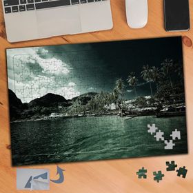 112 Deniz Kenarı Palmiye Ağaçları 240 Parça Puzzle Yapboz Tablo