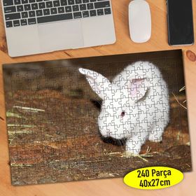112057099 Sevimli Hayvan Beyaz Tavşan 240 Parça Puzzle Yapboz