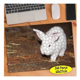 112057099 Sevimli Hayvan Beyaz Tavşan 240 Parça Puzzle Yapboz