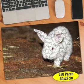 112057099 Sevimli Hayvan Beyaz Tavşan 240 Parça Puzzle Yapboz