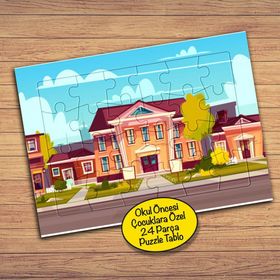 1127 Lüks Ev Manzarası Çocuklara Özel Puzzle Yapboz Tablo