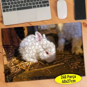 113702905 Kırmızı Gözlü Sevimli Tavşan 240 Parça Puzzle Yapboz