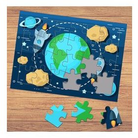 114045 Uzay Mekiği Gezegenler Çocuklara Özel Puzzle Yapboz Tablo