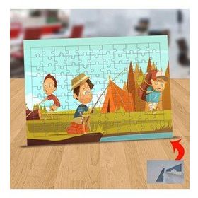 114224 Kamp Yapan Sevimli Çocuklar 99 Parça Puzzle Yapboz Tablo