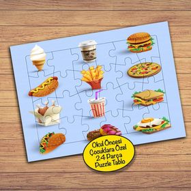 11658 Fast Food Yiyecekler 24 Parça Çocuklara Özel Yapboz Tablo
