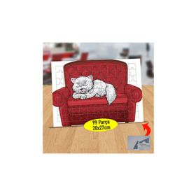 116763 Koltukta Uyuyan Miskin Kedi 99 Parça Puzzle Yapboz Tablo
