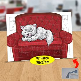 116763 Koltukta Uyuyan Miskin Kedi 99 Parça Puzzle Yapboz Tablo