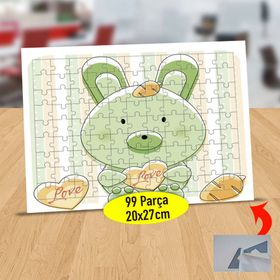 118 Kalpli Yeşil Paskalya Tavşanı 99 Parça Puzzle Yapboz Tablo