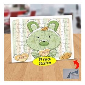 118 Kalpli Yeşil Paskalya Tavşanı 99 Parça Puzzle Yapboz Tablo