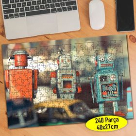 1194 Nostajik Robot Oyuncaklar Fotoğrafı 240 Parça Puzzle Yapboz