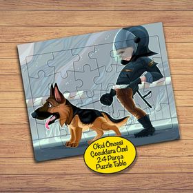 1196438 Polis Ve Köpeği 24 Parça Çocuklara Özel Yapboz Tablo