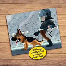 1196438 Polis Ve Köpeği 24 Parça Çocuklara Özel Yapboz Tablo