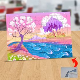 1196510 Pembe Ağaçlar Ve Nehir 99 Parça Puzzle Yapboz Tablo