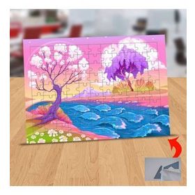 1196510 Pembe Ağaçlar Ve Nehir 99 Parça Puzzle Yapboz Tablo