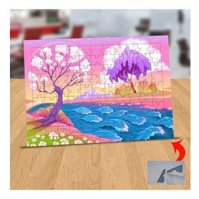 1196510 Pembe Ağaçlar Ve Nehir 99 Parça Puzzle Yapboz Tablo