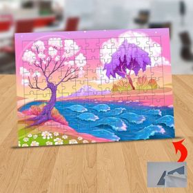 1196510 Pembe Ağaçlar Ve Nehir 99 Parça Puzzle Yapboz Tablo