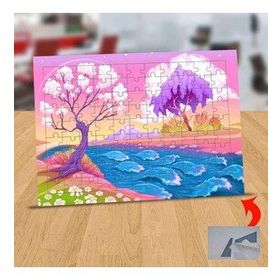 1196510 Pembe Ağaçlar Ve Nehir 99 Parça Puzzle Yapboz Tablo