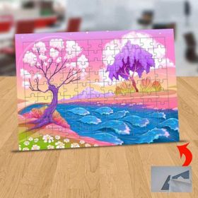 1196510 Pembe Ağaçlar Ve Nehir 99 Parça Puzzle Yapboz Tablo