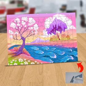1196510 Pembe Ağaçlar Ve Nehir 99 Parça Puzzle Yapboz Tablo