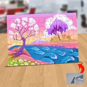 1196510 Pembe Ağaçlar Ve Nehir 99 Parça Puzzle Yapboz Tablo