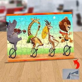 1196529 Bisiklet Süren Hayvanlar 99 Parça Puzzle Yapboz Tablo