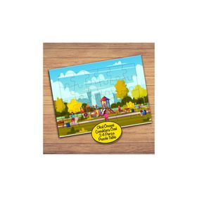 1197 Parkta Oynayan Mutlu Kız Çocuklara Özel Puzzle Yapboz Tablo