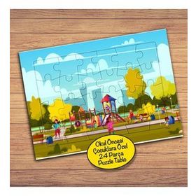 1197 Parkta Oynayan Mutlu Kız Çocuklara Özel Puzzle Yapboz Tablo