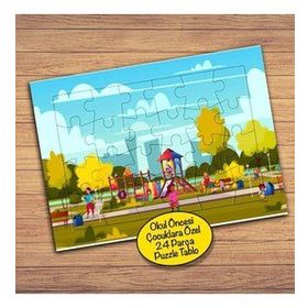 1197 Parkta Oynayan Mutlu Kız Çocuklara Özel Puzzle Yapboz Tablo