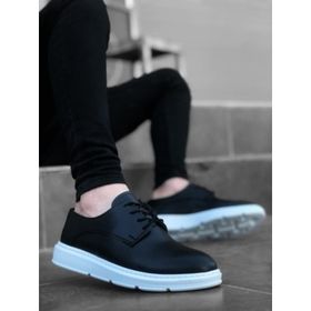 11boa BA0003 Bağcıklı Klasik Siyah Beyaz Yüksek Taban Casual Erkek Ayakkabı
