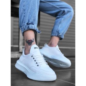 11boa BA0163 Bağcıklı Yüksek Taban Beyaz Erkek Spor Ayakkabı