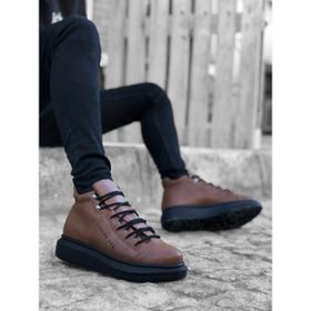 11boa BA0312 Bağcıklı Yüksek Taba Siyah Taban Erkek Tarz Spor Bot