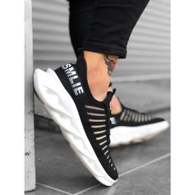 11boa BA0602 Phantom Yüksek Taban Tarz Sneakers Siyah Beyaz Erkek Spor Ayakkabı