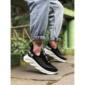 11boa BA0602 Phantom Yüksek Taban Tarz Sneakers Siyah Beyaz Erkek Spor Ayakkabı