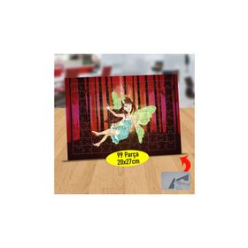 11F Yeşil Kanatlı Sevimli Peri Kızı 99 Parça Puzzle Yapboz Tablo
