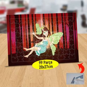 11F Yeşil Kanatlı Sevimli Peri Kızı 99 Parça Puzzle Yapboz Tablo