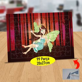 11F Yeşil Kanatlı Sevimli Peri Kızı 99 Parça Puzzle Yapboz Tablo