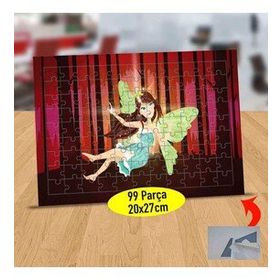 11F Yeşil Kanatlı Sevimli Peri Kızı 99 Parça Puzzle Yapboz Tablo