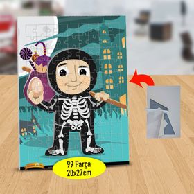 12 Halloween İskelet Kostümlü Adam 99 Parça Puzzle Yapboz Tablo