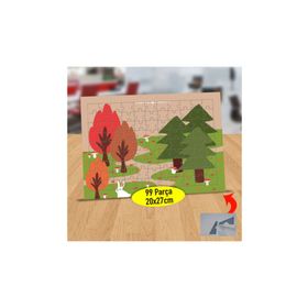 12 Kırmızı Ve Yeşil Yapraklı Ağaçlar 99 Parça Puzzle Yapboz Tablo