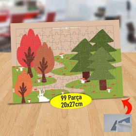 12 Kırmızı Ve Yeşil Yapraklı Ağaçlar 99 Parça Puzzle Yapboz Tablo