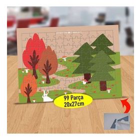 12 Kırmızı Ve Yeşil Yapraklı Ağaçlar 99 Parça Puzzle Yapboz Tablo