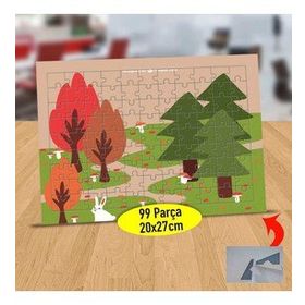 12 Kırmızı Ve Yeşil Yapraklı Ağaçlar 99 Parça Puzzle Yapboz Tablo