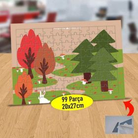 12 Kırmızı Ve Yeşil Yapraklı Ağaçlar 99 Parça Puzzle Yapboz Tablo